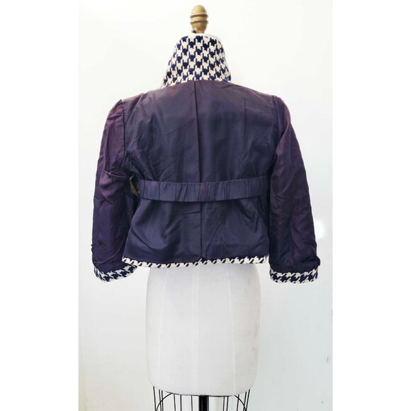 1960s VTG Sylvides Creations Paris Womens Houndstooth Wool Cropped Swing Jacket - Picture 13 of 16
